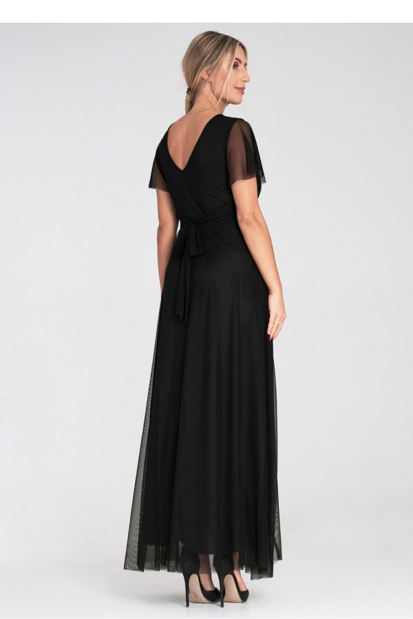 Black Long Dress in Evening Dresses with Spandex and Polyester