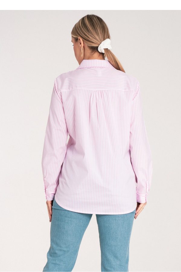 Pink Long Sleeve Shirt in Shirts For Women with Spandex and Polyester