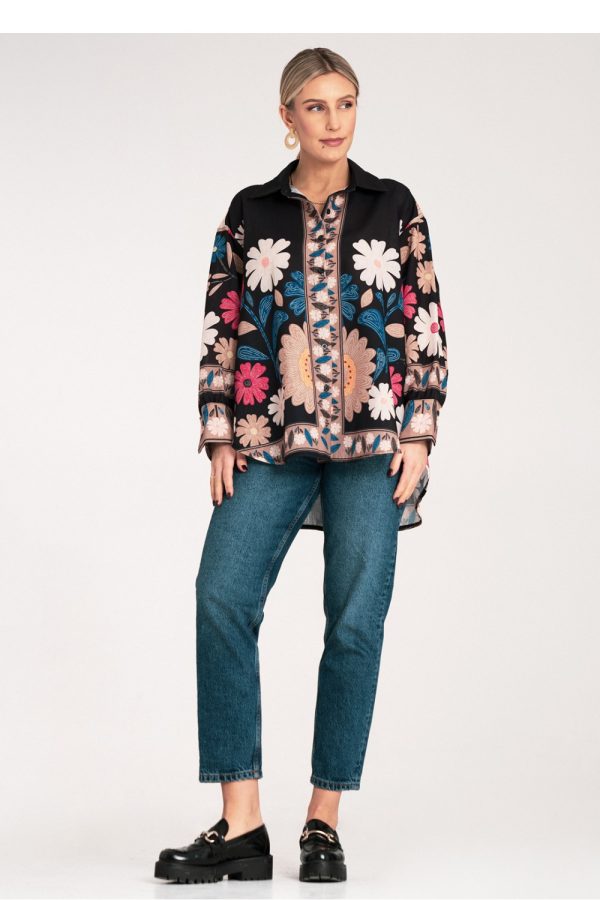 Black Long Sleeve Shirt in Shirts For Women with Polyester