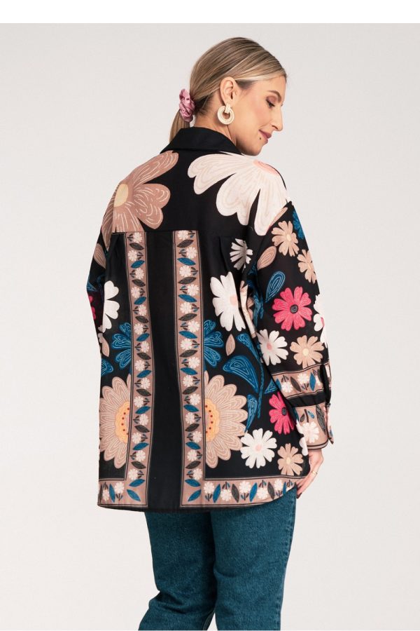 Black Long Sleeve Shirt in Shirts For Women with Polyester