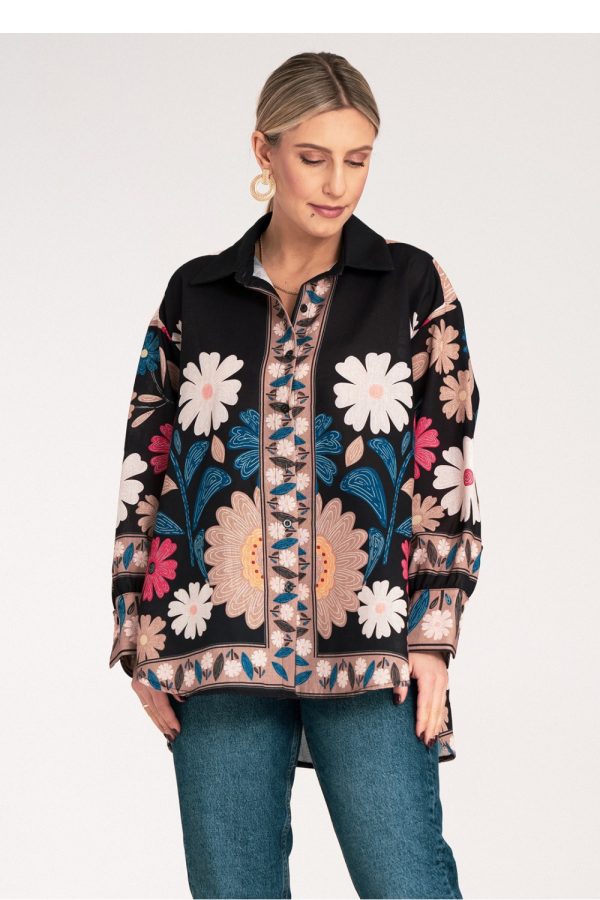 Black Long Sleeve Shirt in Shirts For Women with Polyester