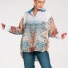 Blue Long Sleeve Shirt in Shirts For Women with Polyester