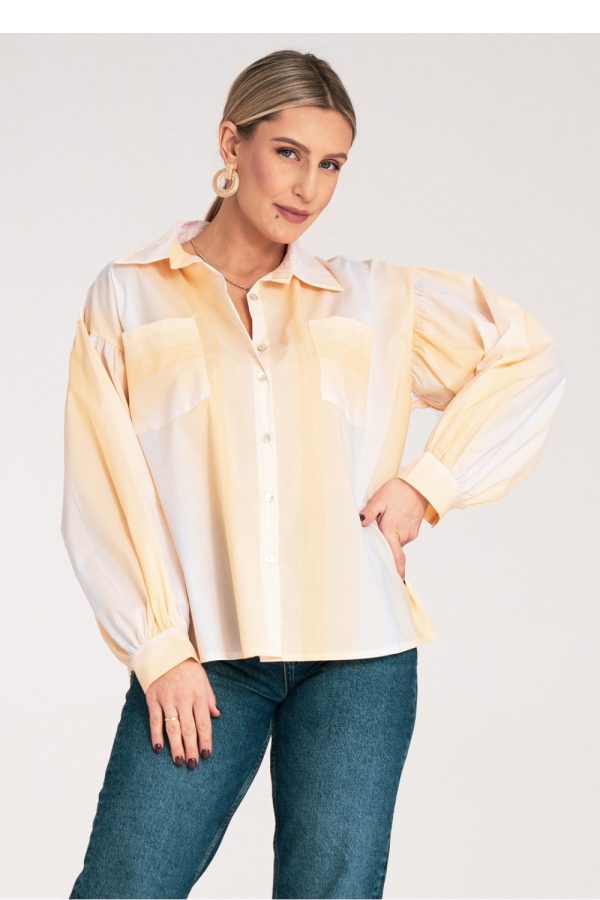 Yellow Long Sleeve Shirt in Shirts For Women with Polyester