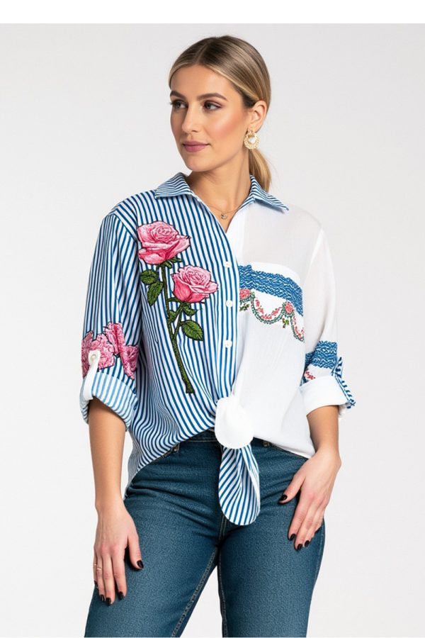 Blue Shirt in Shirts For Women with Polyester