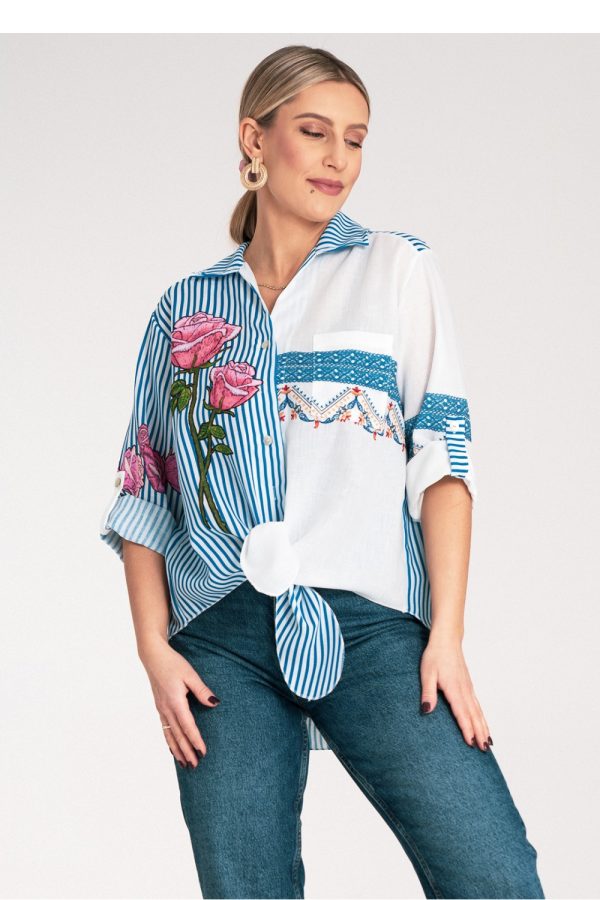 Blue Shirt in Shirts For Women with Polyester