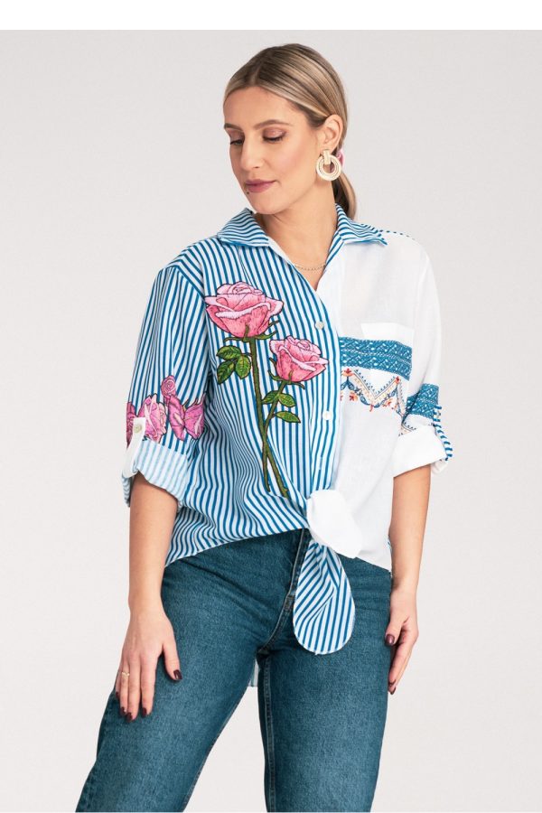 Blue Shirt in Shirts For Women with Polyester