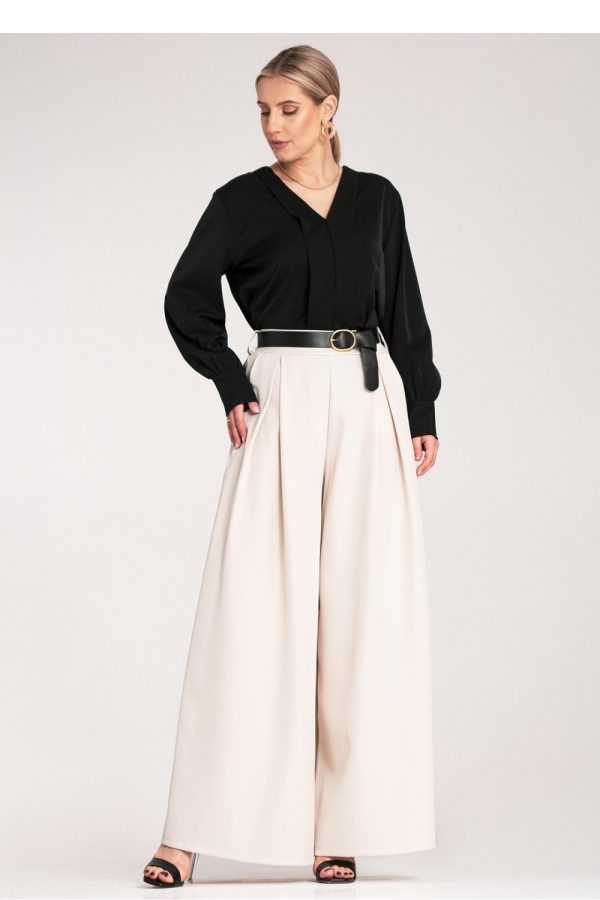 Beige Women Trousers in Pants, Trousers, Shorts with Spandex and Polyester
