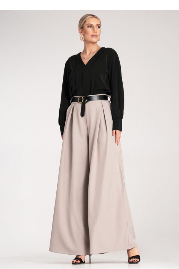 Beige Women Trousers in Pants, Trousers, Shorts with Spandex and Polyester