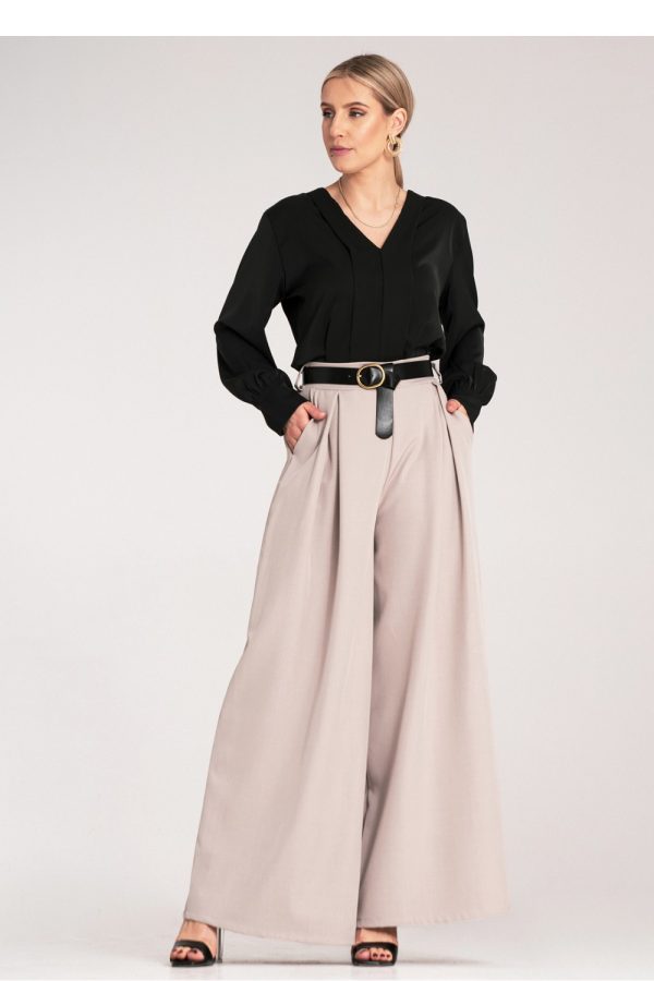 Beige Women Trousers in Pants, Trousers, Shorts with Spandex and Polyester
