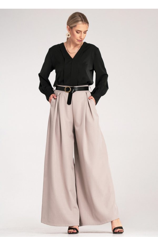 Beige Women Trousers in Pants, Trousers, Shorts with Spandex and Polyester