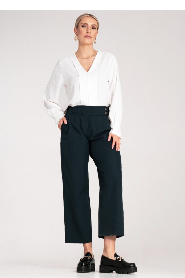 Navy Blue Women Trousers in Pants, Trousers, Shorts with Spandex and Polyester