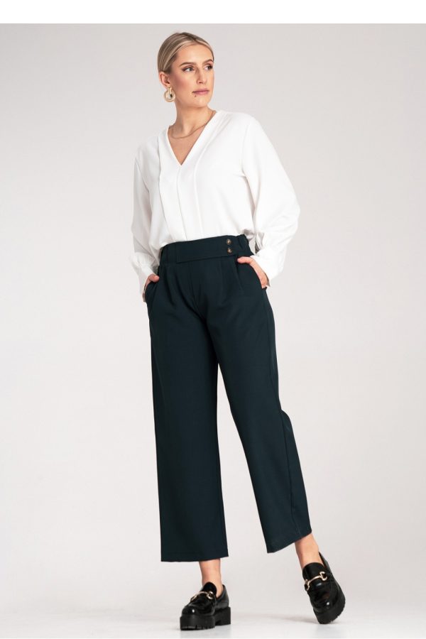 Navy Blue Women Trousers in Pants, Trousers, Shorts with Spandex and Polyester