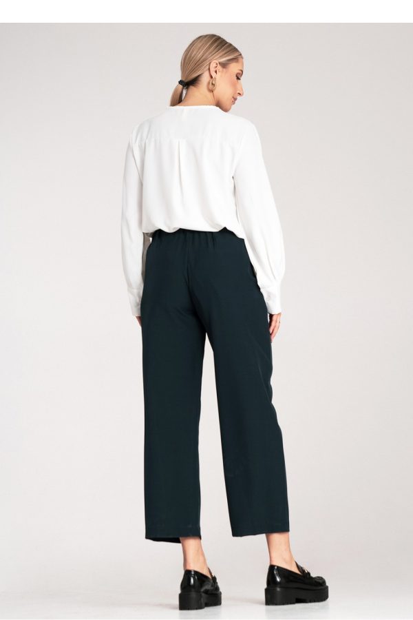 Navy Blue Women Trousers in Pants, Trousers, Shorts with Spandex and Polyester