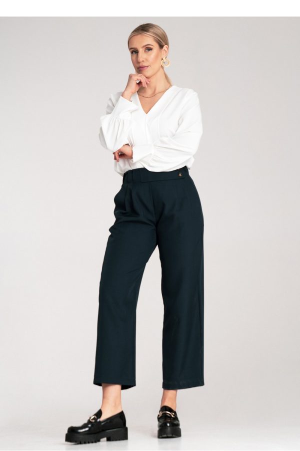 Navy Blue Women Trousers in Pants, Trousers, Shorts with Spandex and Polyester
