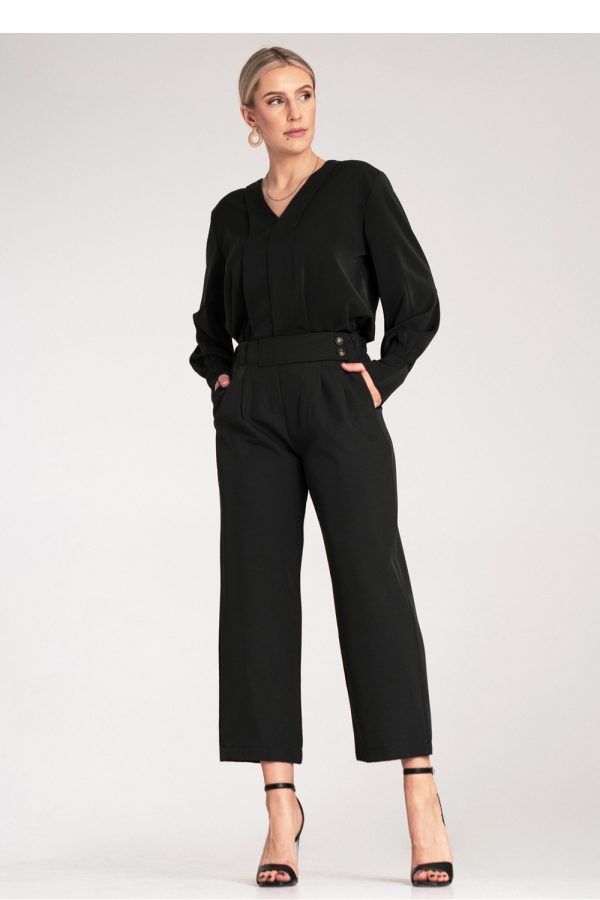 Black Women Trousers in Pants, Trousers, Shorts with Spandex and Polyester