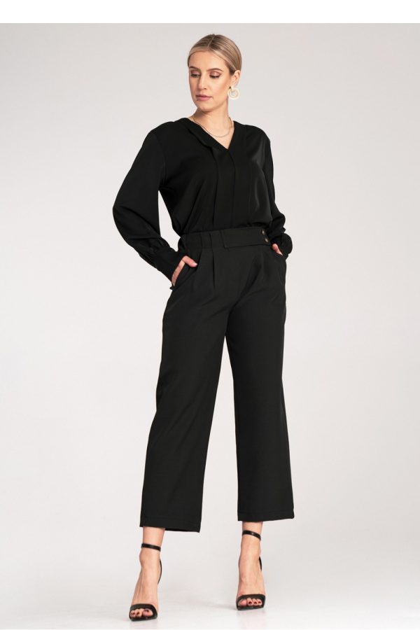 Black Women Trousers in Pants, Trousers, Shorts with Spandex and Polyester