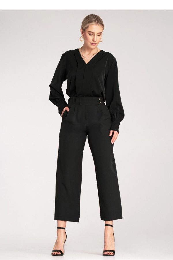 Black Women Trousers in Pants, Trousers, Shorts with Spandex and Polyester