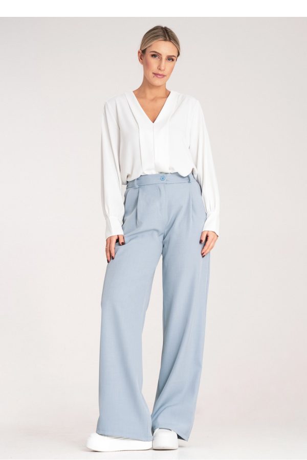 Blue Women Trousers in Pants, Trousers, Shorts with Spandex and Polyester