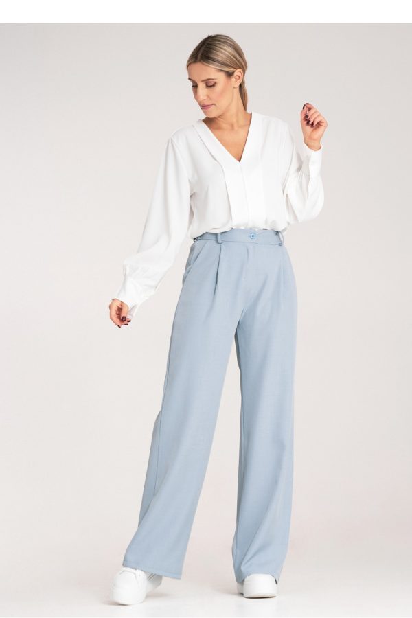 Blue Women Trousers in Pants, Trousers, Shorts with Spandex and Polyester
