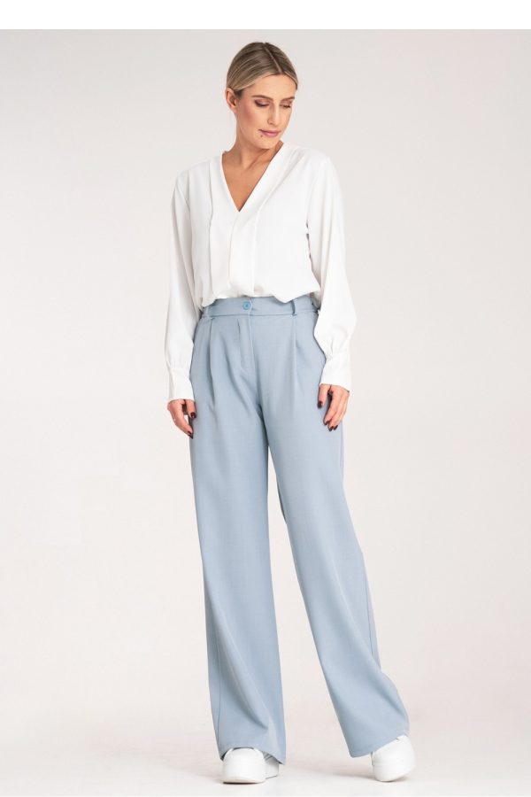 Blue Women Trousers in Pants, Trousers, Shorts with Spandex and Polyester
