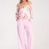 Pink Women Trousers in Pants, Trousers, Shorts with Spandex and Polyester
