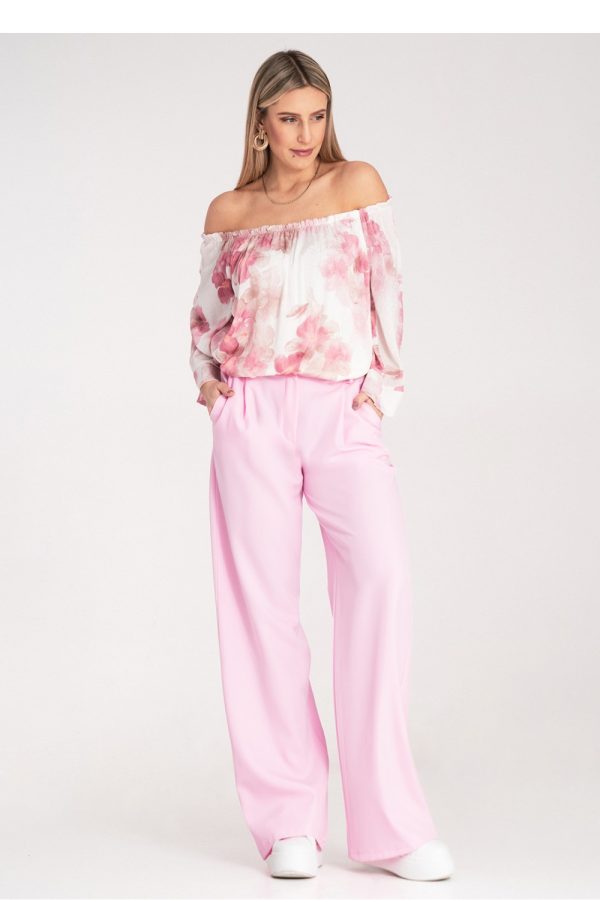 Pink Women Trousers in Pants, Trousers, Shorts with Spandex and Polyester