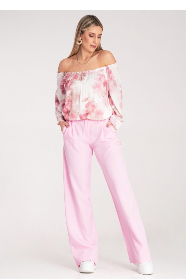 Pink Women Trousers in Pants, Trousers, Shorts with Spandex and Polyester