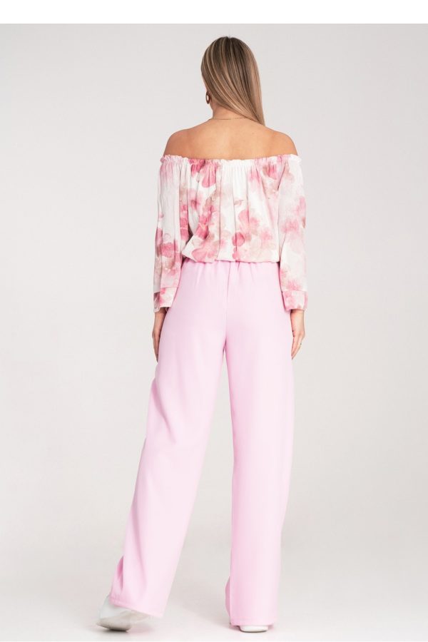 Pink Women Trousers in Pants, Trousers, Shorts with Spandex and Polyester