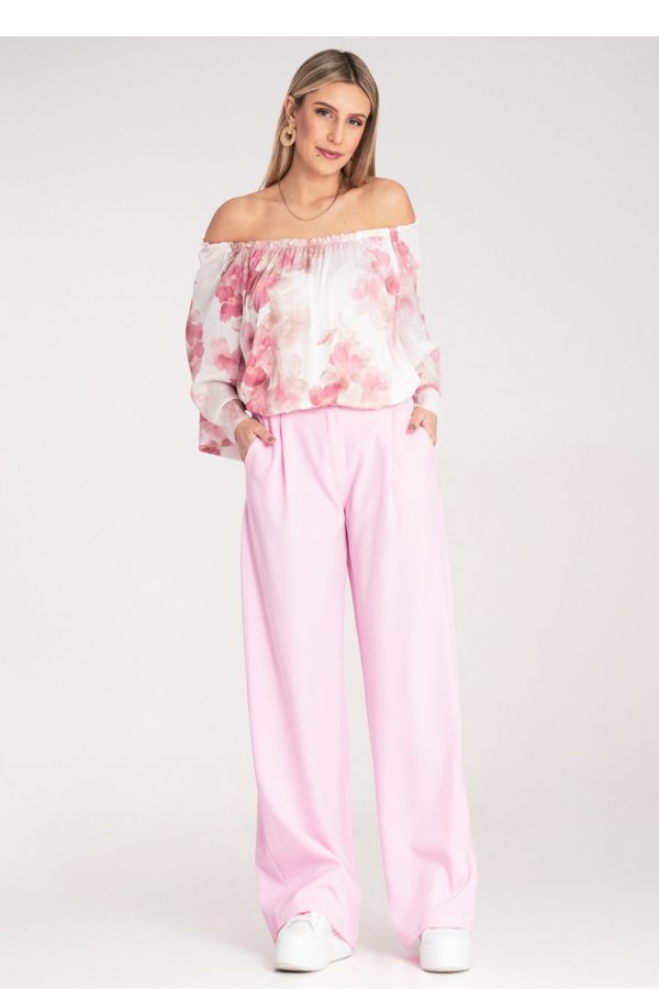 Pink Women Trousers in Pants, Trousers, Shorts with Spandex and Polyester