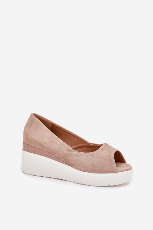 Beige Buskin in Sandals & Flip-Flops For Women with Fabric, Footbed and Heel Height