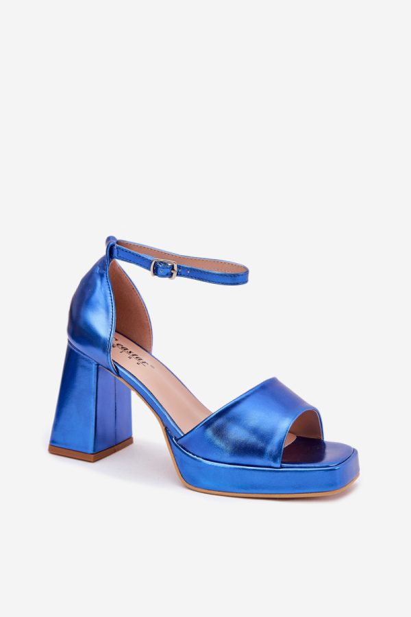 Blue Heel Sandals in Sandals & Flip-Flops For Women with Fabric, Footbed and Heel Height