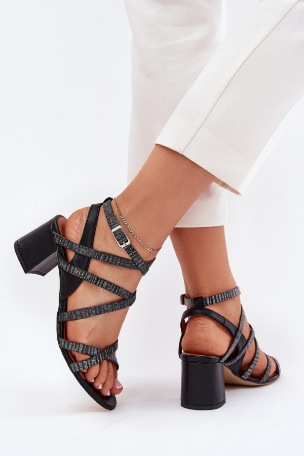 black Heel sandals model 215004 Step in style