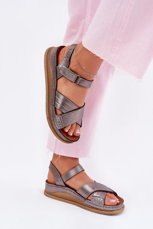 Grey Platform Sandals in Sandals & Flip-Flops For Women with Fabric, Footbed and Platform Height