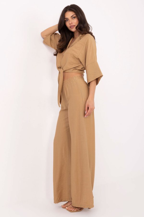 Brown Set in Pants, Trousers, Shorts with Nylon and Viscose