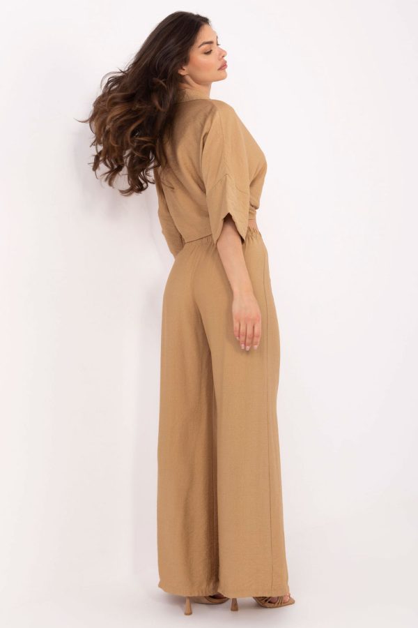 Brown Set in Pants, Trousers, Shorts with Nylon and Viscose
