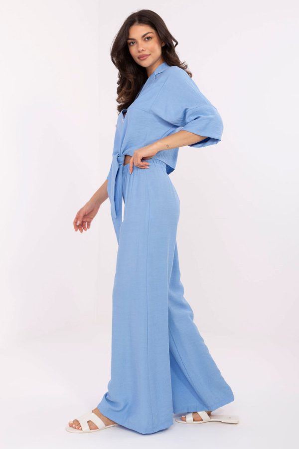 Blue Set in Pants, Trousers, Shorts with Nylon and Viscose