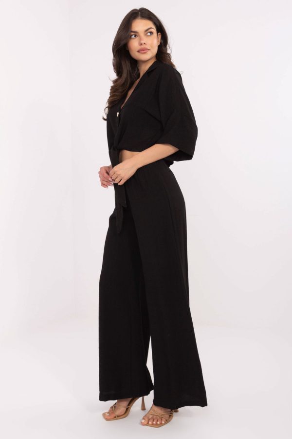 Black Set in Pants, Trousers, Shorts with Nylon and Viscose