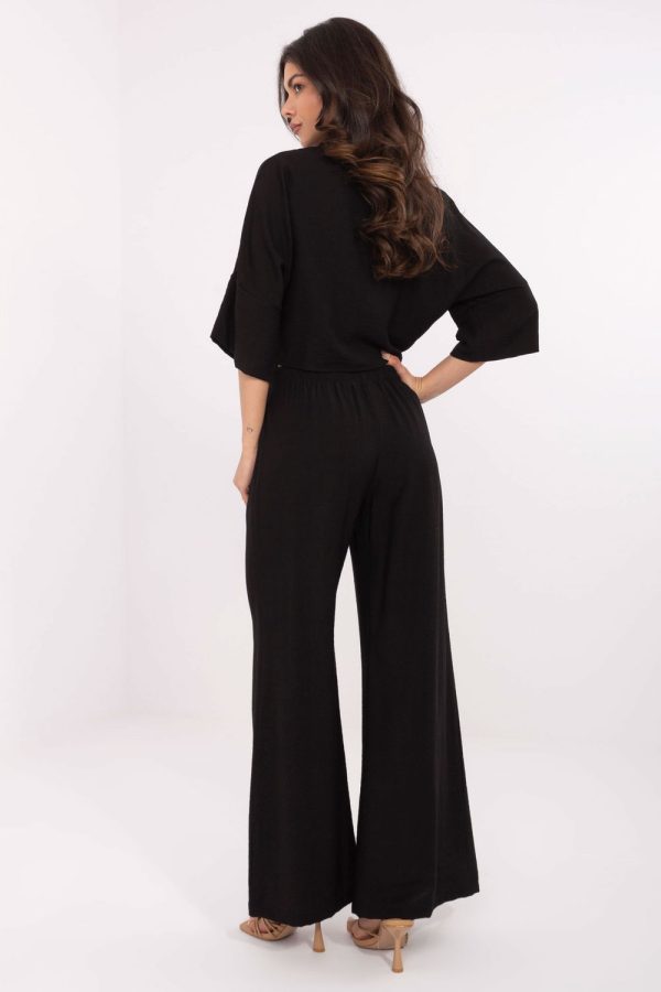 Black Set in Pants, Trousers, Shorts with Nylon and Viscose