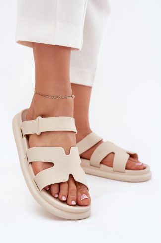 Beige Flip-flops in Sandals & Flip-Flops For Women with Fabric, Footbed and Sole Height