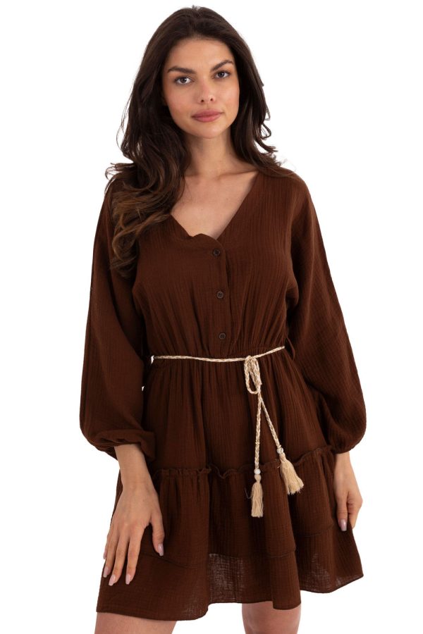 Brown Daydress in Day Dresses with Cotton