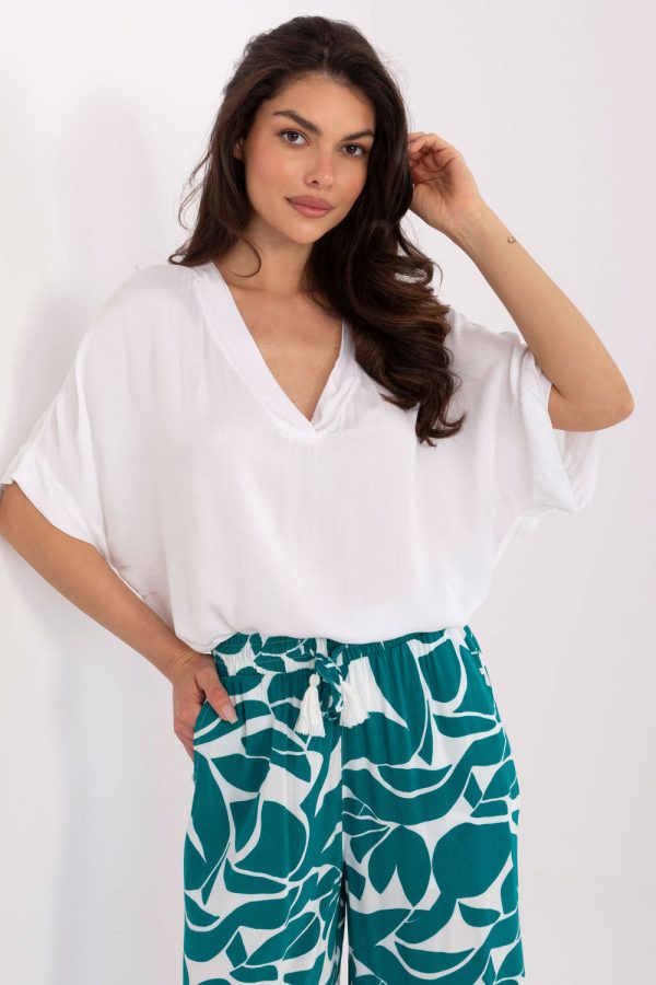White Blouse in Women`s Blouses, Tunics with Viscose