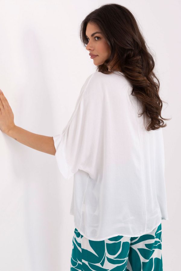 White Blouse in Women`s Blouses, Tunics with Viscose
