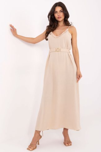 Beige Daydress in Day Dresses with Polyester