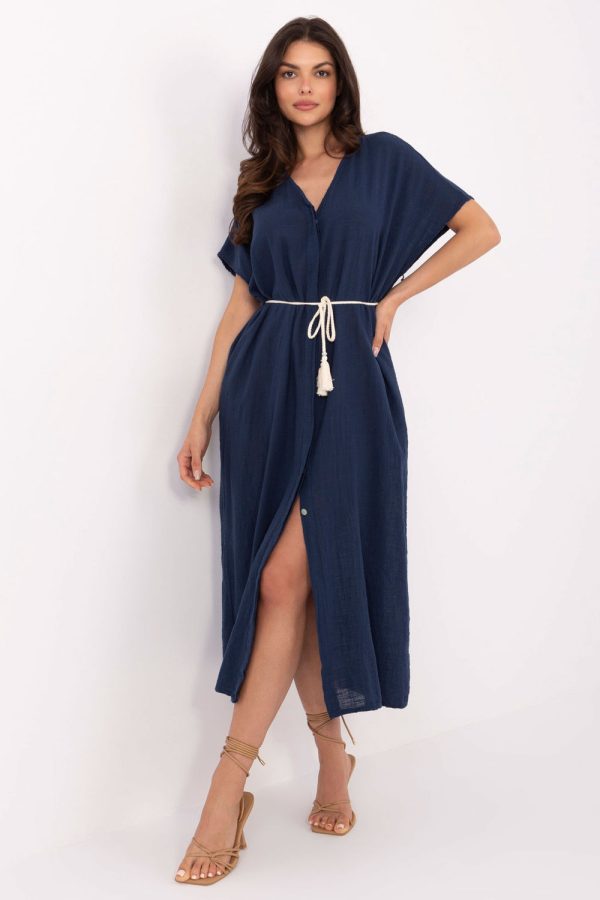 Navy Blue Daydress in Day Dresses with Cotton