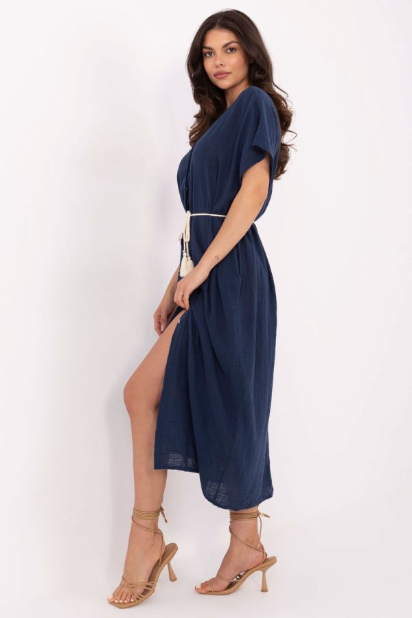 Navy Blue Daydress in Day Dresses with Cotton