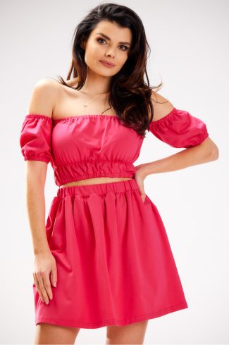 Pink Short Skirt in Skirts with Cotton and Lycra