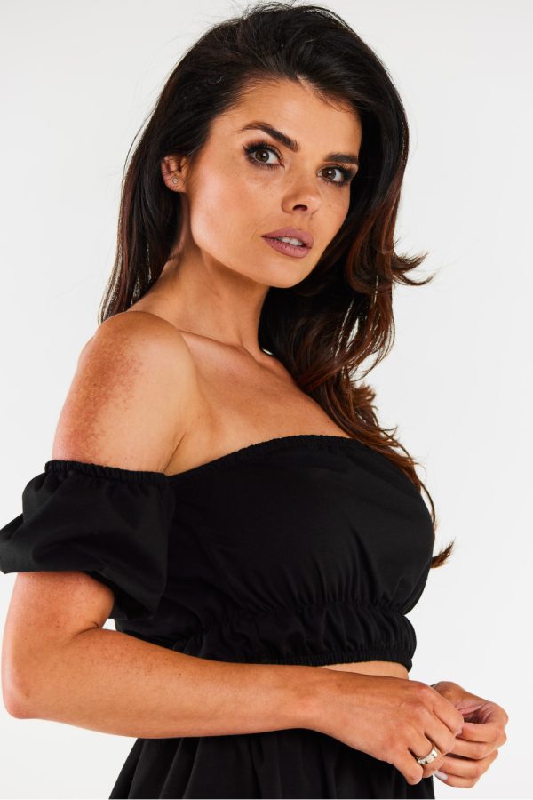 Black Blouse in Women`s Blouses, Tunics with Cotton and Lycra