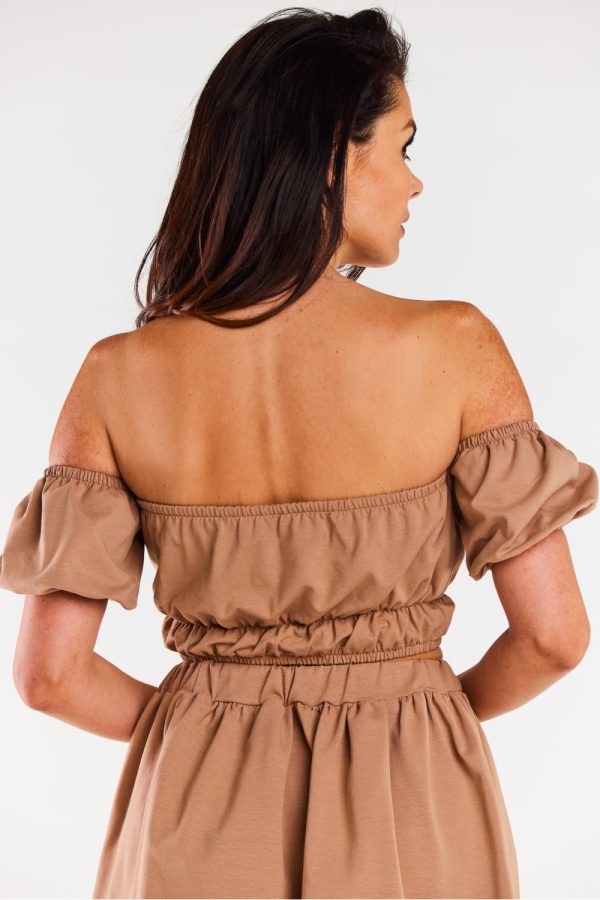 Beige Blouse in Women`s Blouses, Tunics with Cotton and Lycra