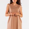 Beige Daydress in Day Dresses with Cotton and Lycra