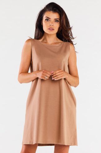 Beige Daydress in Day Dresses with Cotton and Lycra